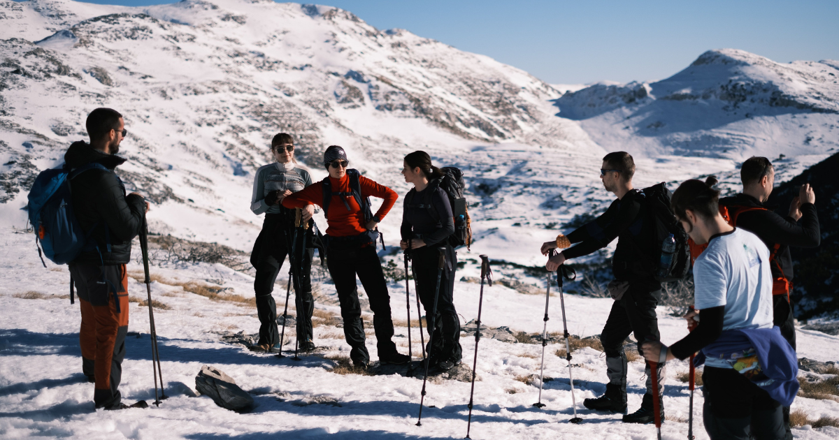 Équipe d'entreprise lors d'un team building en hiver en Alsace